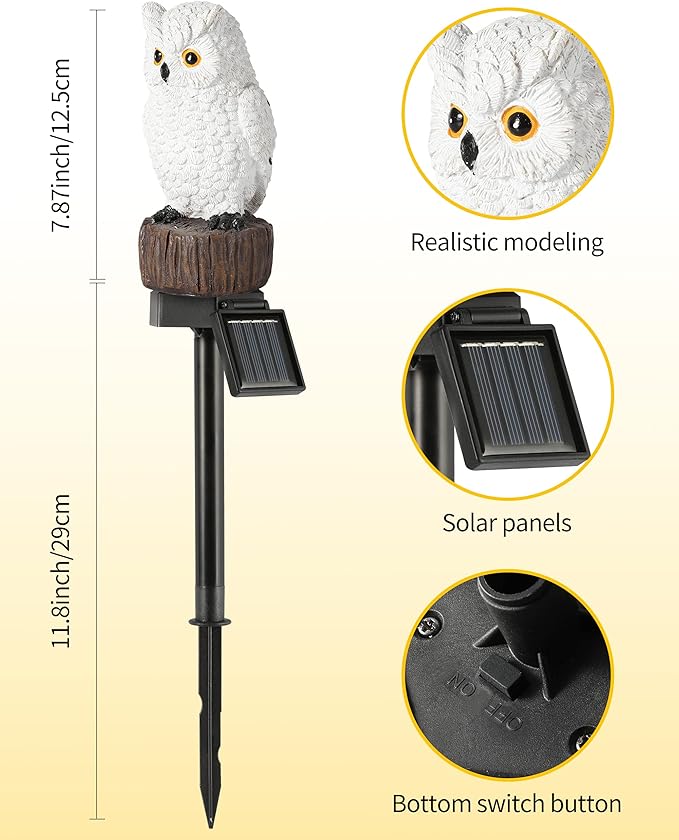 Solar Owl Statue Light, Yard Decor