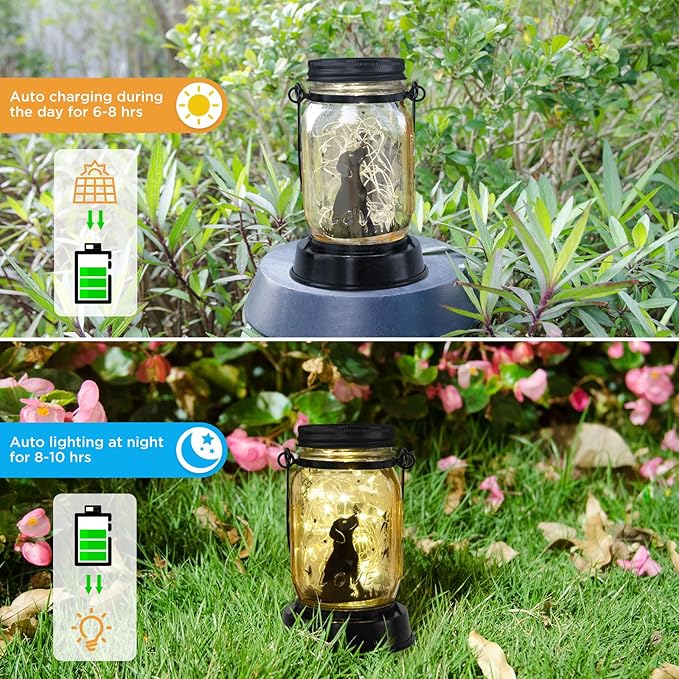 Dog jar Solar Light, Fairy Lantern Garden Lights, jar Bottle Light, Solar Lanterns Outdoor Garden Decor, mom Gift, Grandma Gift, Gifts for Mother