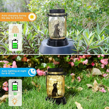 ShangTianFeng Dog Solar Lanterns Mother Day Gift Outdoor Garden Hanging Solar Lights Dog Lover Gifts for Women, Memorial Gifts Fairy Lights for Patio Yard Lawn Outside Decor Lamp