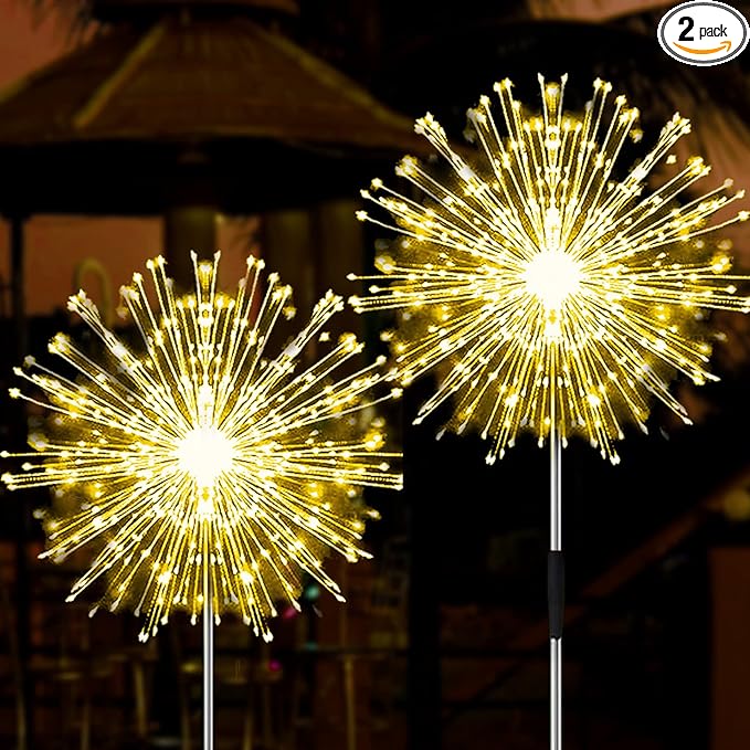 2-Pack Warm White Solar Path Lights, Outdoor Garden LED
