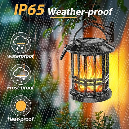 Solar Lanterns Outdoor Waterproof,Flickering Flame Landscape Lanterns ,Solar Powered Outdoor Hanging Lights Decor for Garden, Yard, Patio, Porch 2 Pack