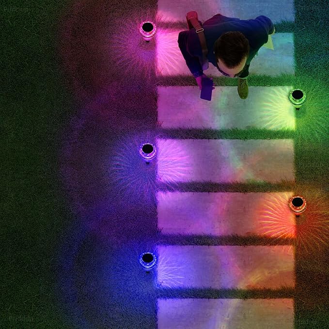 Solar Lights Outdoor Pathway Waterproof 16 Pack Color Changing LED Acrylic Mushroom Decorative Garden Lights for Yard Landscape Patio Outside Decorations