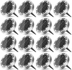 16-Pack Cool White Flat Solar Driveway Lights, Waterproof LED