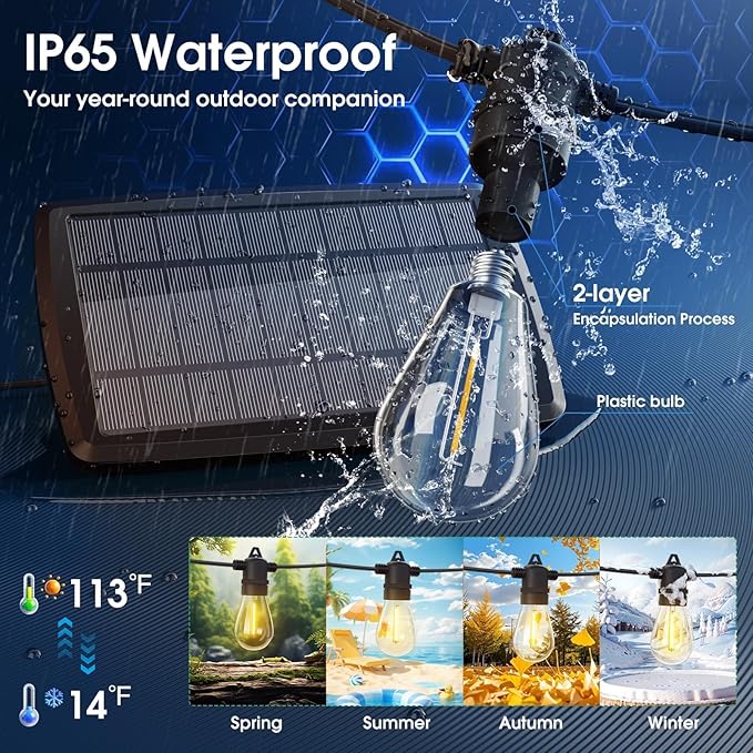 Outdoor String Lights, 78ft Waterproof LED