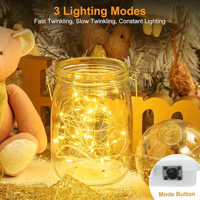 12-Pack 20 LED Christmas Twinkle Lights, 7ft Waterproof for Porch