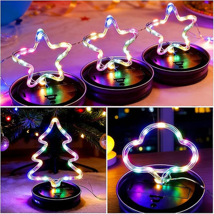 VOOKRY 6 Pack Solar Mason Jar Lights, 30 LED Mason Jar Lids Waterproof Firefly Fairy String Lights with 6 Hangers(No Jars), for Outdoor Patio Garden Yard Lawn Party Wedding Decoration - Multicolor