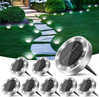 8-Pack Solar Ground Disk Lights, Cool White Waterproof LED