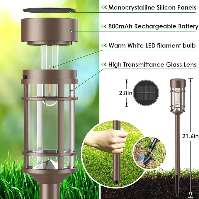 8-Pack Solar Path Lights, Outdoor Yard LED