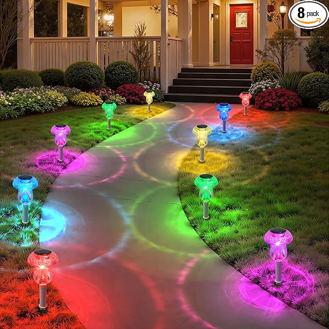 Solar Garden Path Lights 8-Pack, Waterproof
