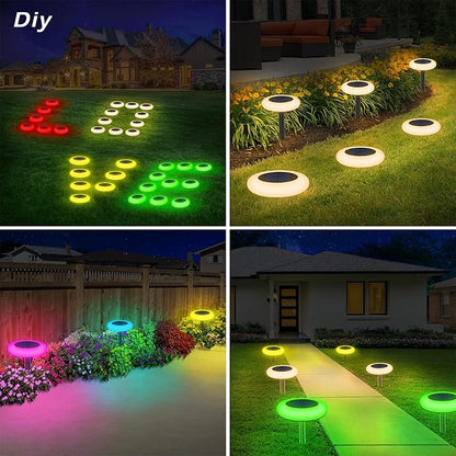 intelamp Solar Pathway Lights Outdoor, 2 Pack 9 Color Changing with Remote Control, Dusk to Dawn Solar Powered Waterproof LED Ground Lighting for House Outside Lawn Garden Yard Patio