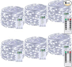 6-Pack 60 LED Christmas Twinkle Lights, Waterproof for Yard