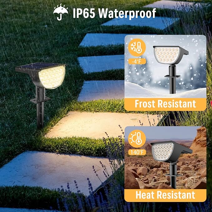 6-Pack 76 LED Solar Yard Spotlights, Waterproof