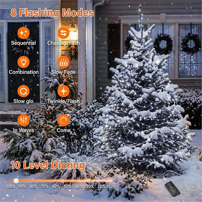 Christmas Fairy Lights, 66ft 200 LED Battery Twinkle Lights