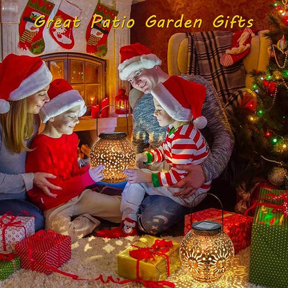Go2garden 2Pack Solar Lanterns Outdoor Waterproof Garden Gifts for Mom Moon Star Sun Solar Lights for Balcony, Yard,Birthday Mothers Day Gifts for Grandma Wife (Bronze)