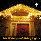 400 LED Christmas Twinkle Lights, 33ft Waterproof for Porch