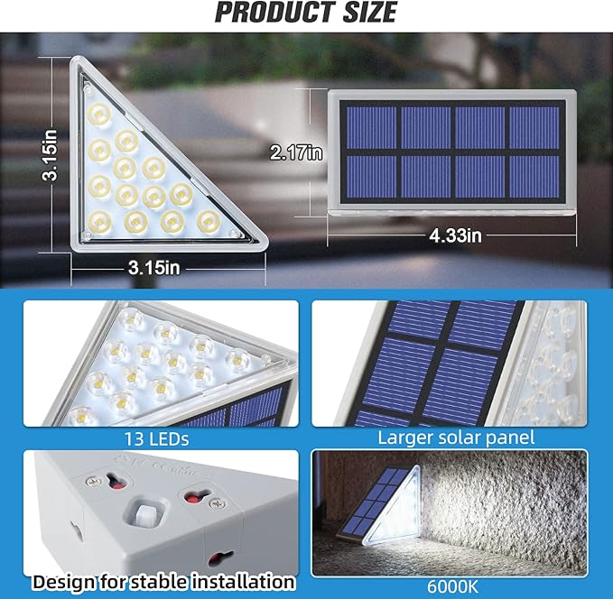 NIORSUN Solar Step Lights,16 Pack Cool White Solar Stair Lights Outdoor Waterproof IP67 Auto On Off,Solar Lights for Steps,Stair,Patio,Yard,Porch,Front Door,Sidewalk,Deck Decor