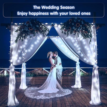 JMEXSUSS 2 Pack White Battery Operated Christmas String Lights, Each 33ft 100 LED Wedding Lights Outdoor Indoor, with 8 Modes Remote Waterproof