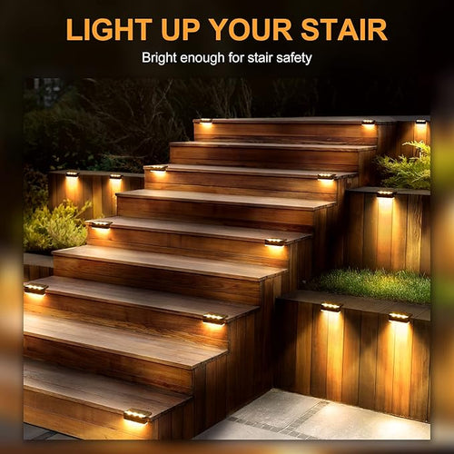 12-Pack Solar Fence Step Lights, Warm White Waterproof