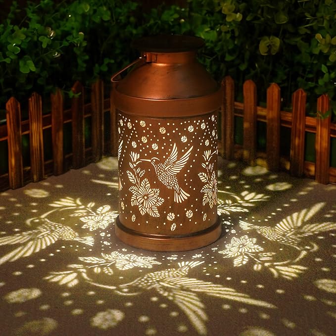 Hummingbird Solar Backyard Lanterns, Rustic Waterproof LED