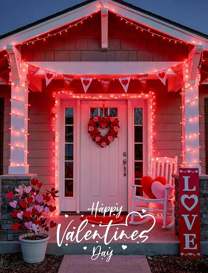 Hopolon Valentines Day Decorations String Lights, 33 FT 100 Led Red Christmas Lights Outdoor Waterproof,8 Modes Clear Wire Twinkle Fairy Light Plug in for Indoor Bedroom Party Wedding,100 LED,Red