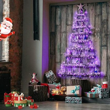 JMEXSUSS 33ft 100 LED Purple Christmas Lights, Battery Operated Christmas Lights with Remote Indoor Outdoor, Purple String Lights for Tree Room Proch Yard Xmas Decor