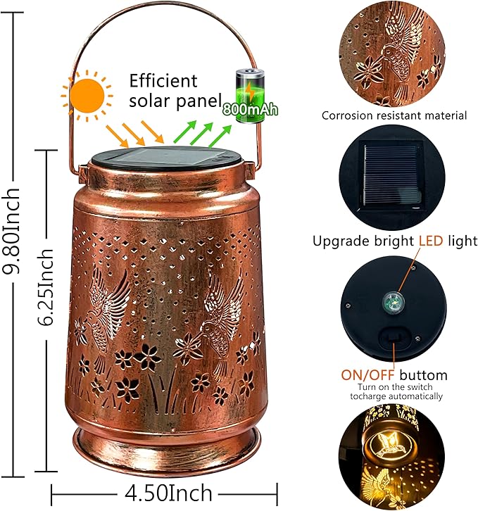 Hummingbird Solar Garden Lanterns, Charming Waterproof LED