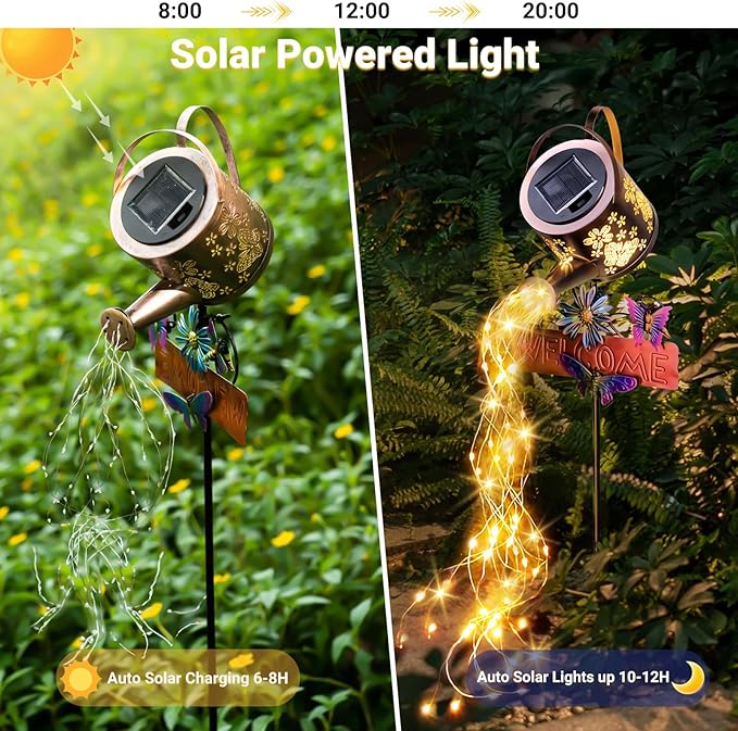 Solar Watering Can Light, Solar Lights Outdoor Decor, Garden Decor Lights for Yard, IP65 Waterproof Hanging Lantern Lights, Gifts for Women Mom, for Yard Patio Lawn Pathway Landscape