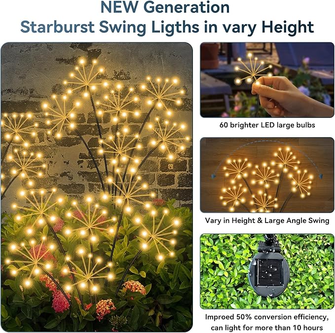 2-Pack Solar Pathway Lights, Waterproof LED Driveway Lights