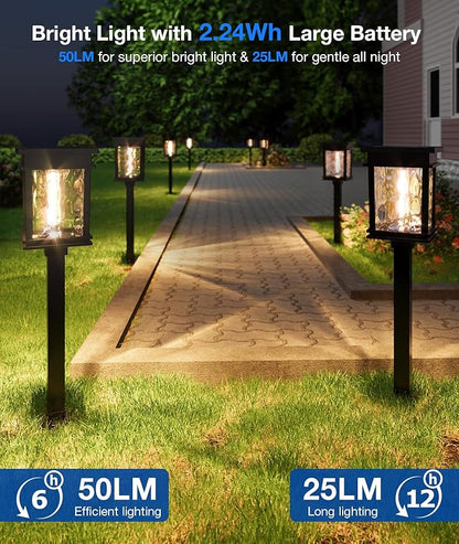 XMCOSY+ Solar Pathway Lights, 50 LM Bright Solar Lights, Garden Outdoor Waterproof Light IP65, 2-in-1 Landscape Lighting, Outdoor Light for Yard, Path, Walkway, Driveway (Warm & Cool)
