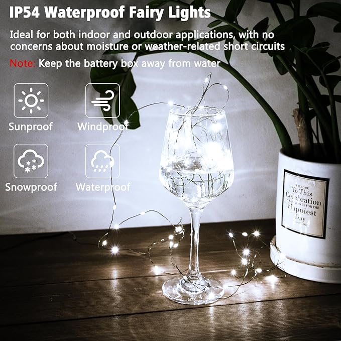Christmas Fairy Lights 2-Pack, 4ft 50 LED Battery Twinkle Lights