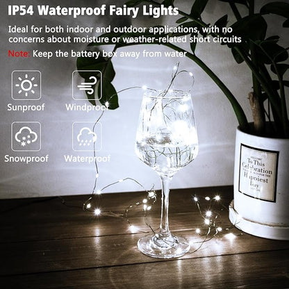 Christmas Fairy Lights 2-Pack, 4ft 50 LED Battery Twinkle Lights