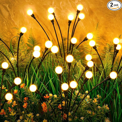 ASMAD Solar Lights Outdoor(2 Pack-16 LEDs), Solar Garden Lights, Outdoor Decorations, Firefly Light for Patio Decor, Big Bulb, Unique Gifts for Women, Gifts for Grandma