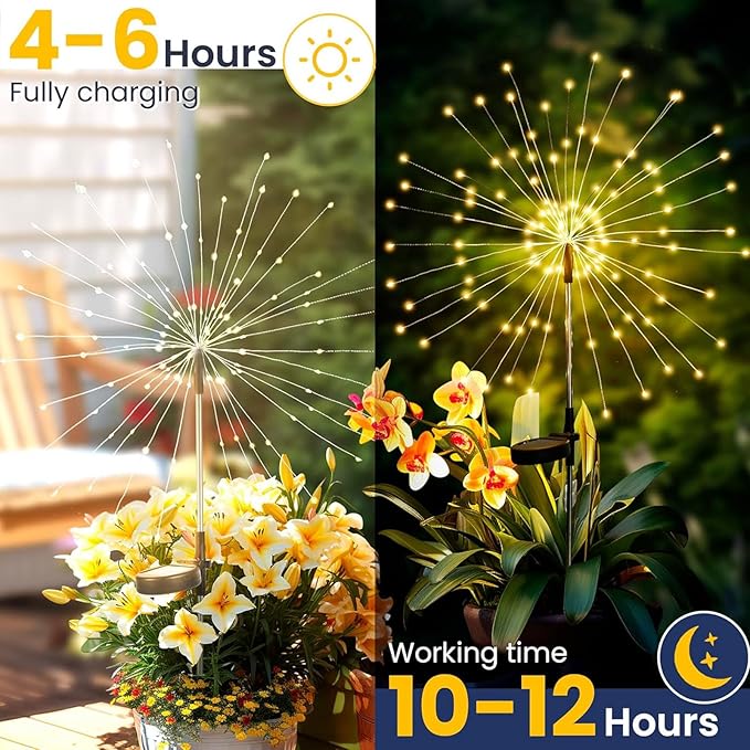 4-Pack Warm White Solar Path Lights, Outdoor Driveway LED