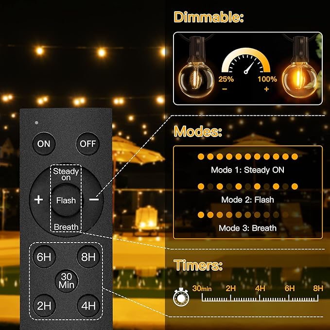 Yard String Lights, 35ft Weatherproof LED
