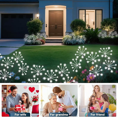 Solar Garden Lights 2 Pack Waterproof Swaying Starburst Light Solar Outdoor Lights for Yard Patio Walkway Pathway Party Wedding Decoration, Unique Gifts for Women, White