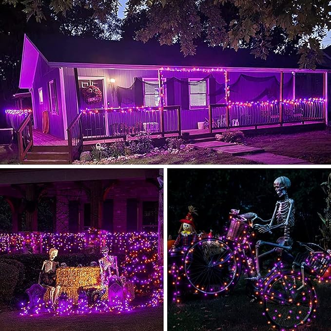 2-Pack Halloween String Lights, 80ft 200 LED Timer
