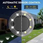 12-Pack Cold White In-Ground Solar Lights, Flat LED Garden