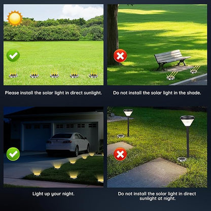 Solar Ground Lights Outdoor, 8 Pack Solar Lights Outdoor Waterproof, Mini Flat Solar-Powered Garden Light, Landscape Lighting for Garden Yard Lawn Pathway Walkway Driveway Backyard Decor, Warm White