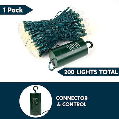 Joiedomi LED Christmas String Lights,200 Count 66.3FT Battery Operated Christmas Tree Fairy Lights with 8 Modes,Multifunction Green Wire for Xmas Decor Party Holiday House,Warm White