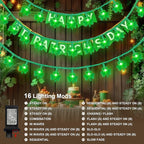 33ft Green Outdoor Edison String Lights, Weatherproof