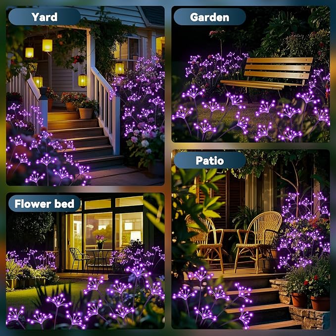 2-Pack Solar Pathway Lights, Waterproof LED Garden Lights