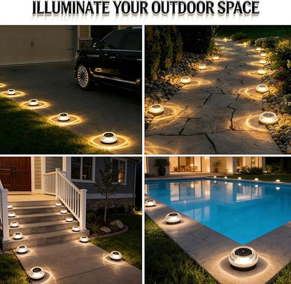 Solar Ground Lights 8 Pack Landscape Lighting 3000K Solar Lights Outdoor IP67 Waterproof Solar Garden Lights for House Patio Pathway Lawn Yard Deck Driveway Walkway Path Lighting （Warm White）