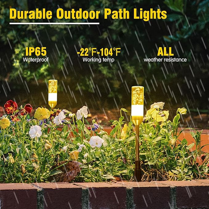 6-Pack Solar Pathway Lights, IP65 Waterproof LED Driveway Lights