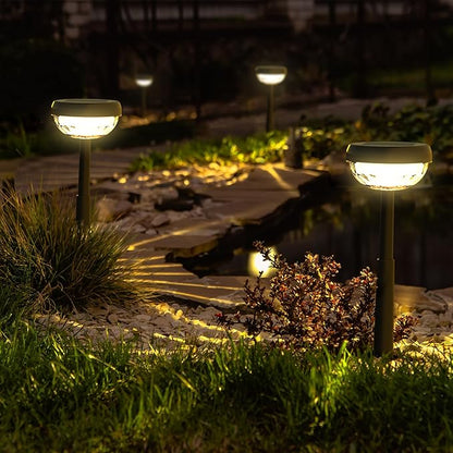 Ensenior 6-Pack Solar Lights Outdoor, Auto ON/Off 3000K LED Solar Garden Lights for Pathway, Yard, Patio, Walkway, Flower Bed, Halloween Christmas Landscape Lighting, IP65 Waterproof, Flag Lights