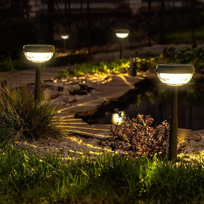Ensenior 10-Pack Solar Lights Outdoor, Auto ON/Off 3000K LED Solar Garden Lights for Pathway, Yard, Patio, Walkway, Flower Bed, Halloween Christmas Landscape Lighting, IP65 Waterproof, Flag Lights