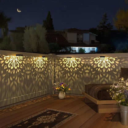 Solar Fence Lights Wall lihgts Outdoor Decorations 6 Pack Solar Step Lights Outdoor Waterproof LED Solar Powered Warm Yellow Decorative Lighting for Front Door, Backyard, Post(Black)