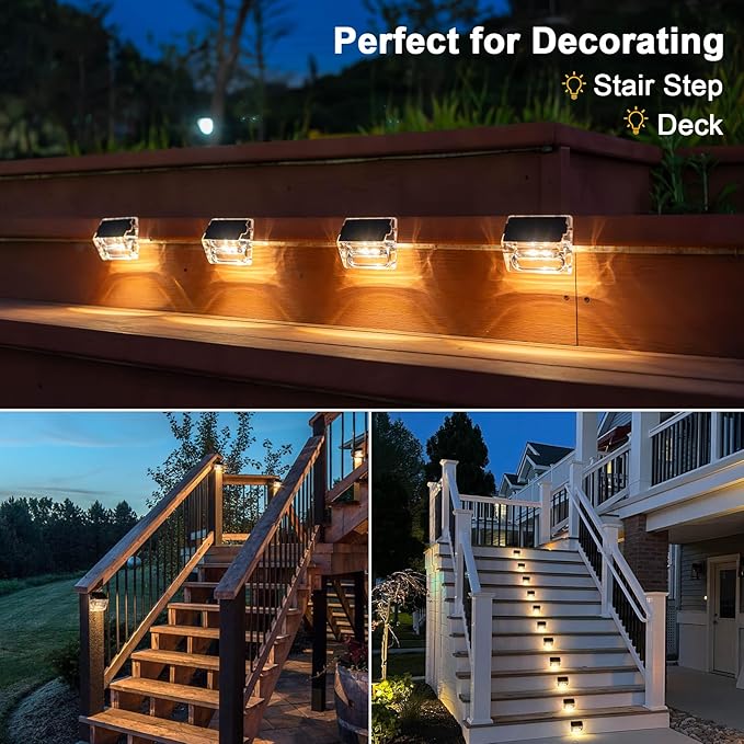 12-Pack Solar Deck Lights, Warm White LED