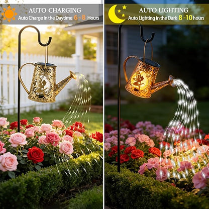 Solar Watering Can Lights, Unique Fairy Gifts for Women Mom Grandma Birthday, Waterproof Outdoor Garden Decor Large Hanging Solar Lantern Fairy Lights for Patio Porch Yard Flowerbed Pathway (White)