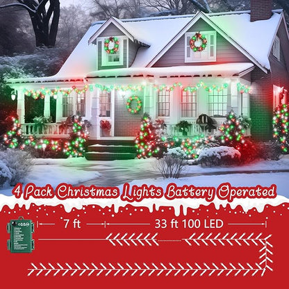 4-Pack Christmas String Lights, 132ft 400 LED Waterproof Twinkle Lights