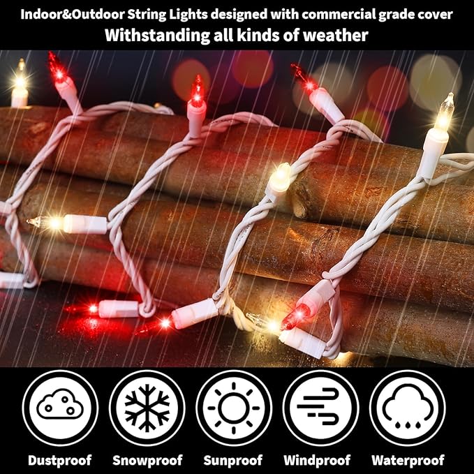 LAMPHOME 100 Count Red Clear Valentine Lights, Connectable 20ft Valentine Room Lights, Plug in Christmas String Light Indoor Outdoor for Christmas Bedroom Valentines Party Galentine's Day Decoration